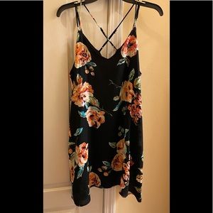 Spaghetti Strap black / floral Dress